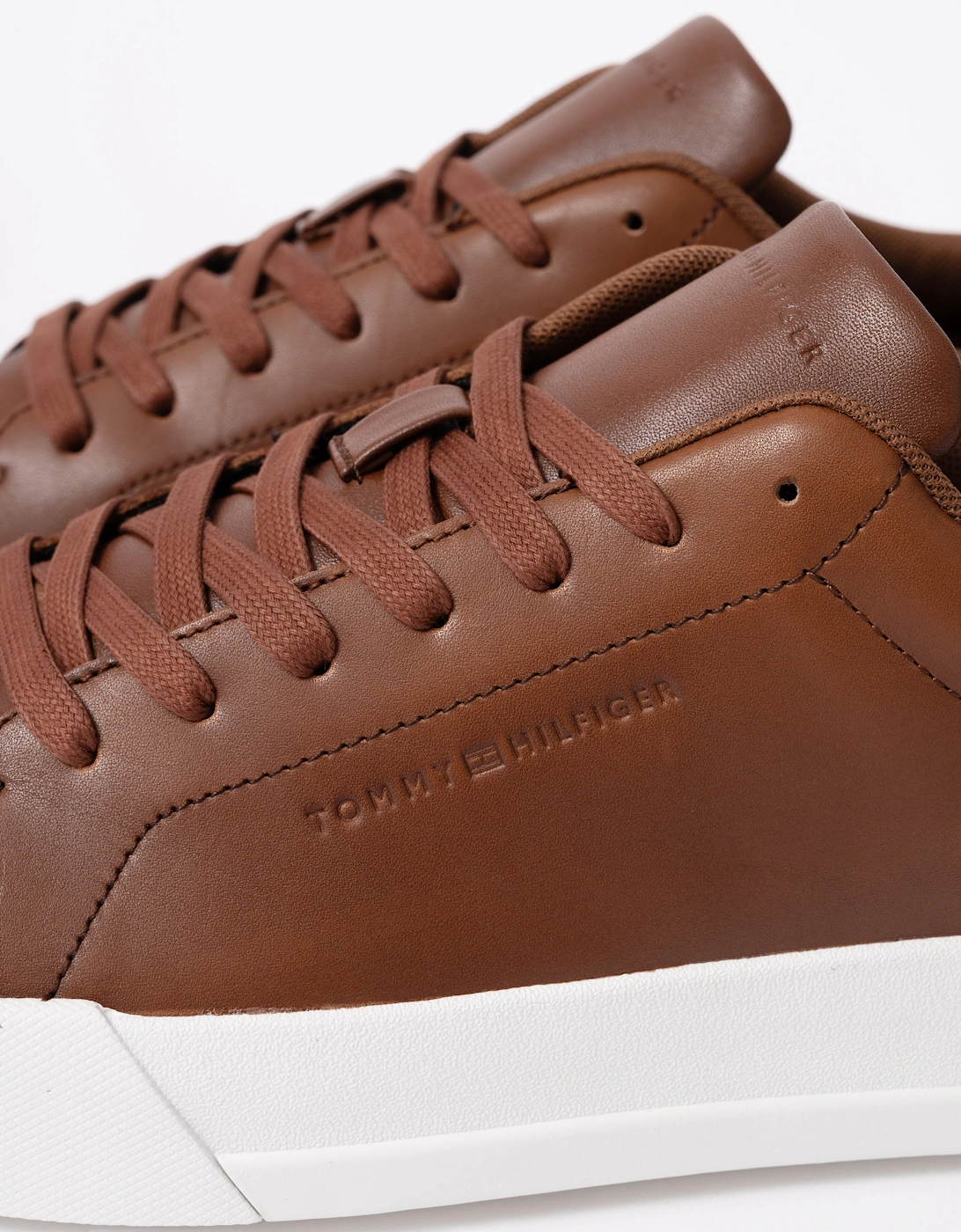 TH Core Leather Mens Court Trainers - Winter Cognac