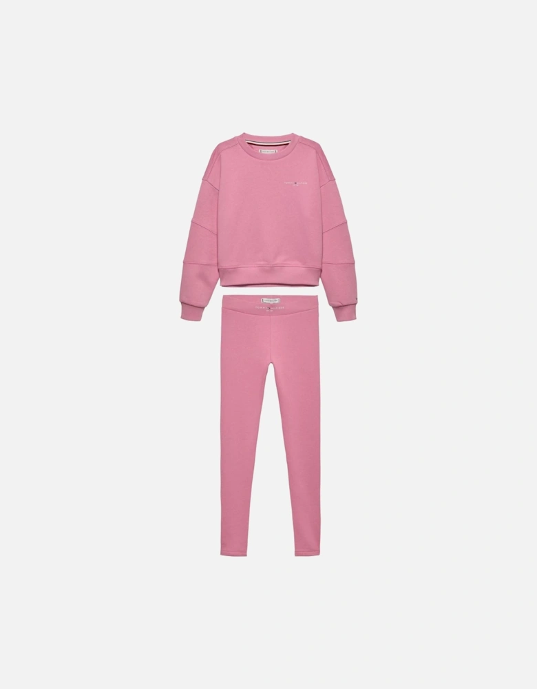 GIRLS PINK LEGGINGS SET KG09007