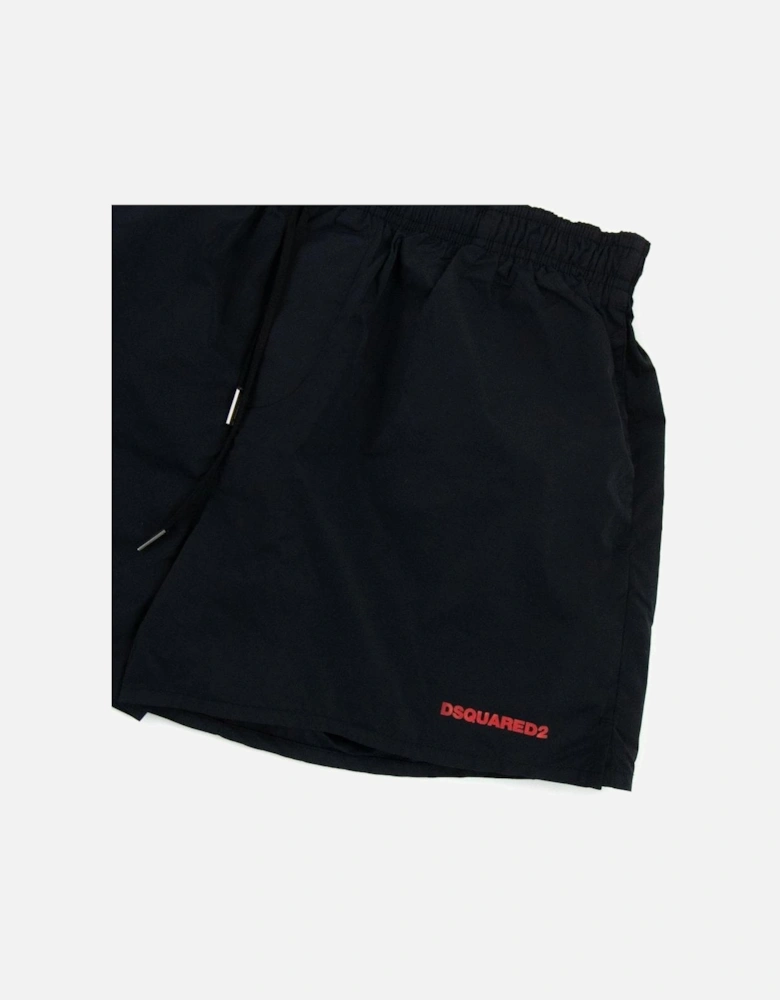 Red Icon Logo Swim Shorts in Black