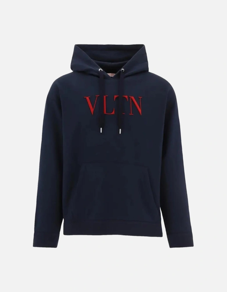 Embroidered VLTN Hoodie in Marine Blue