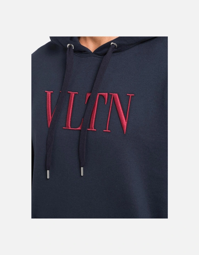 Embroidered VLTN Hoodie in Marine Blue