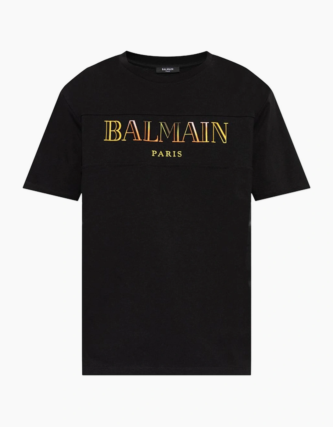 Men's Balmain Paris Multi-Coloured Embroidered Logo Oversized T-Shirt in Black - Size: 36