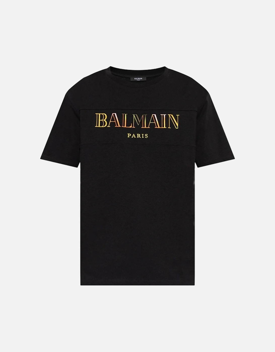 Paris Multi-Coloured Embroidered Logo T-Shirt in Black, 7 of 6