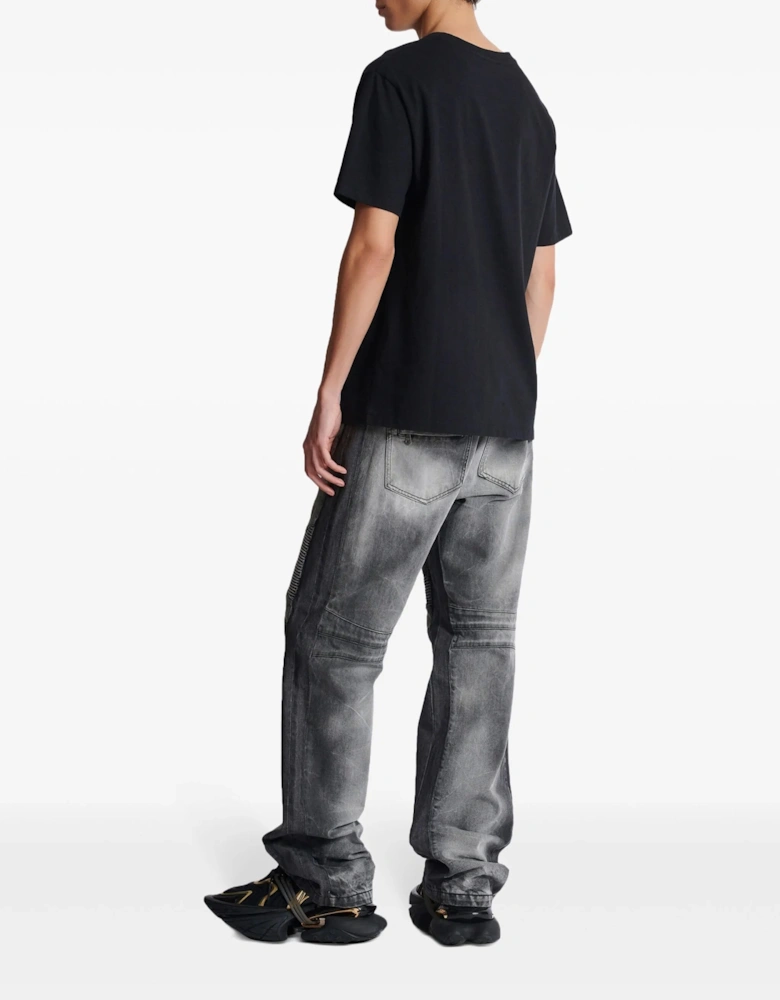 Paris Multi-Coloured Embroidered Logo T-Shirt in Black