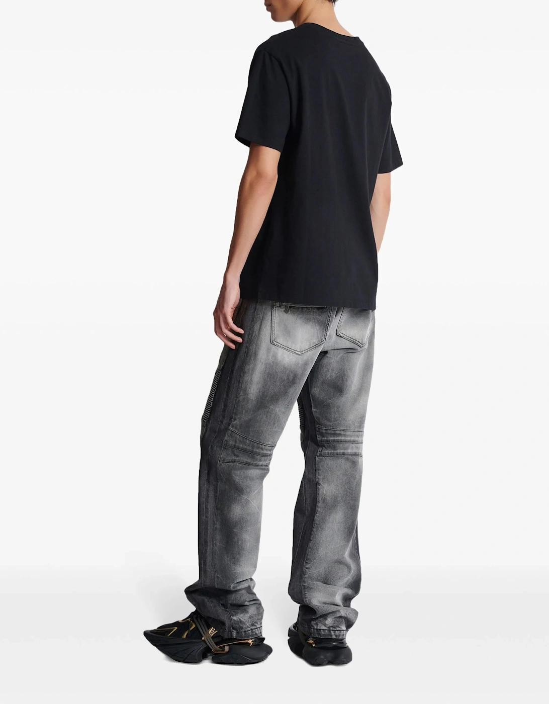 Paris Multi-Coloured Embroidered Logo T-Shirt in Black