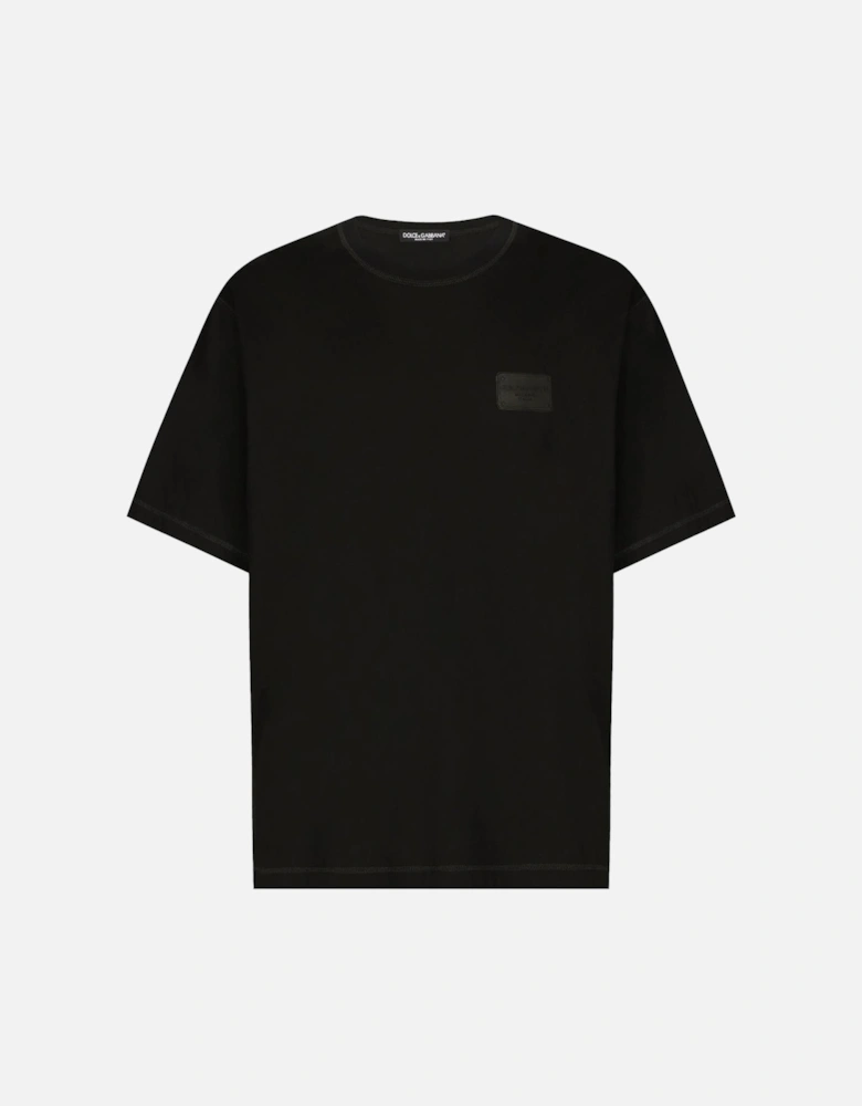 Black Logo Detail T-Shirt in Black