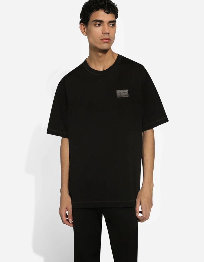 Black Logo Detail T-Shirt in Black