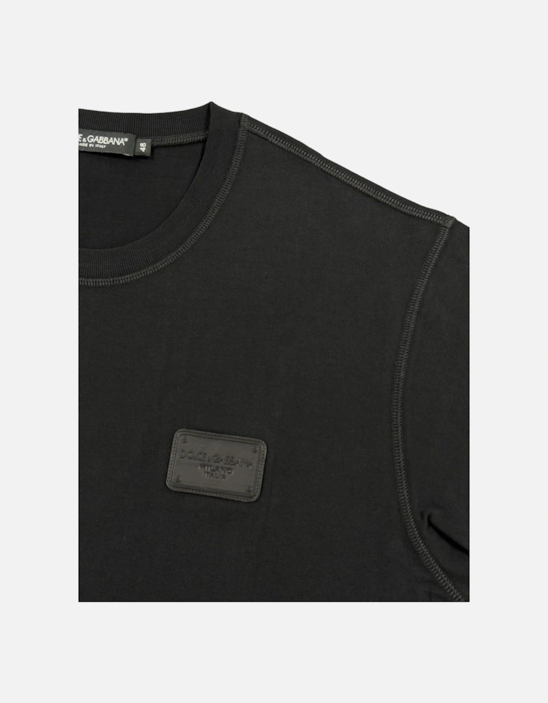 Black Logo Detail T-Shirt in Black