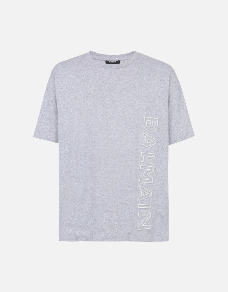 Vertical Embossed Logo T-Shirt in Grey