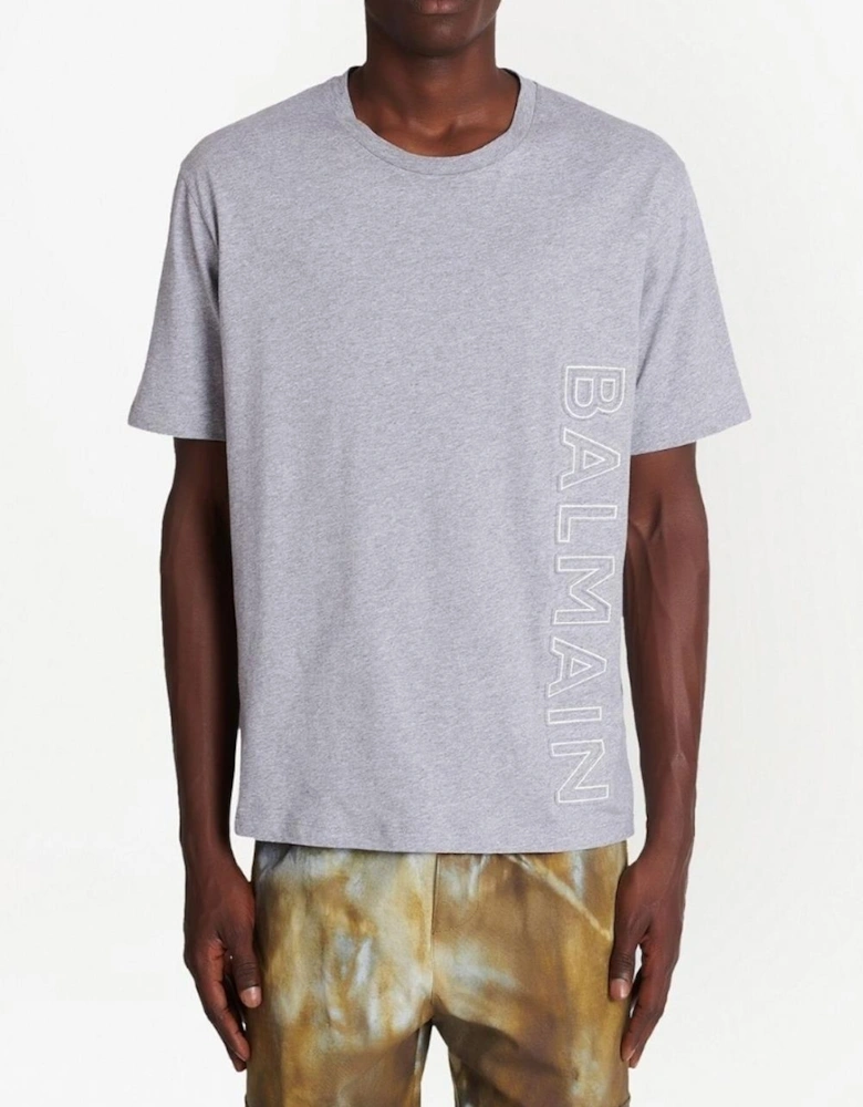 Vertical Embossed Logo T-Shirt in Grey