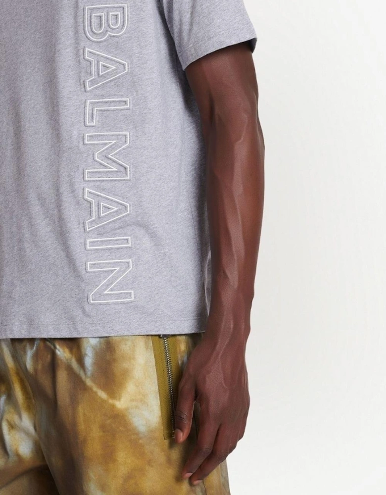Vertical Embossed Logo T-Shirt in Grey
