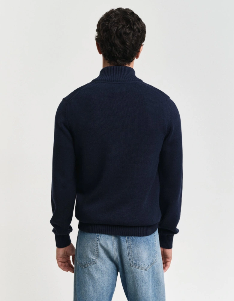 Casual Cotton Half Zip Top, Evening Blue