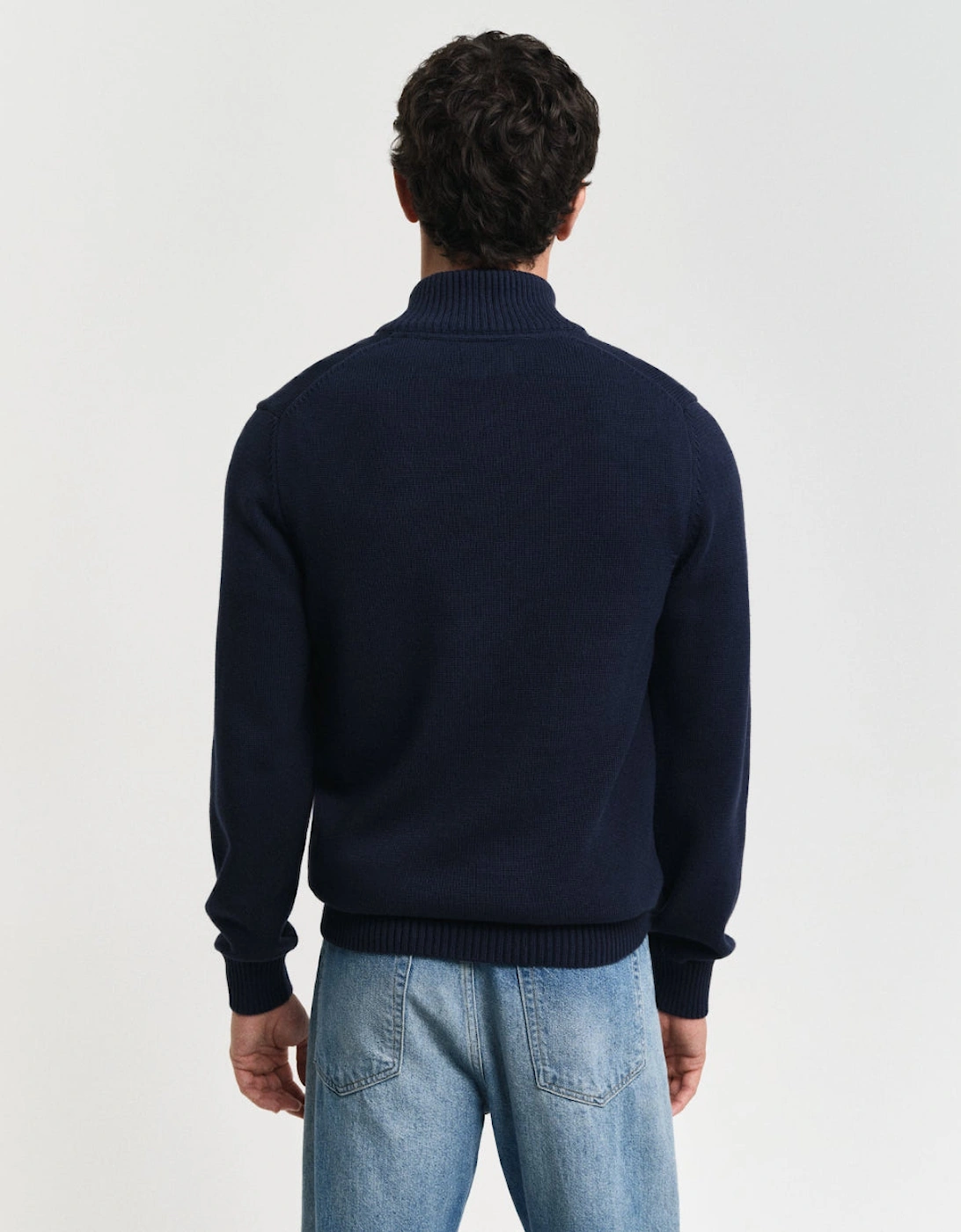 Casual Cotton Half Zip Top, Evening Blue