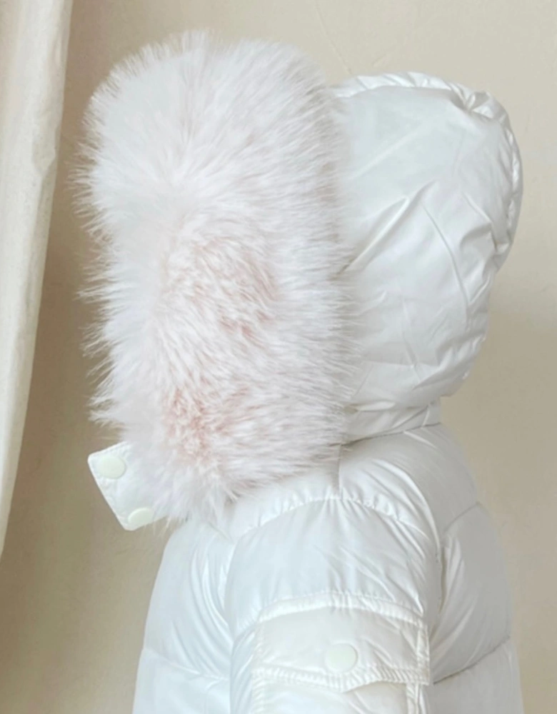 Cream Faux Fur Puffer Coat