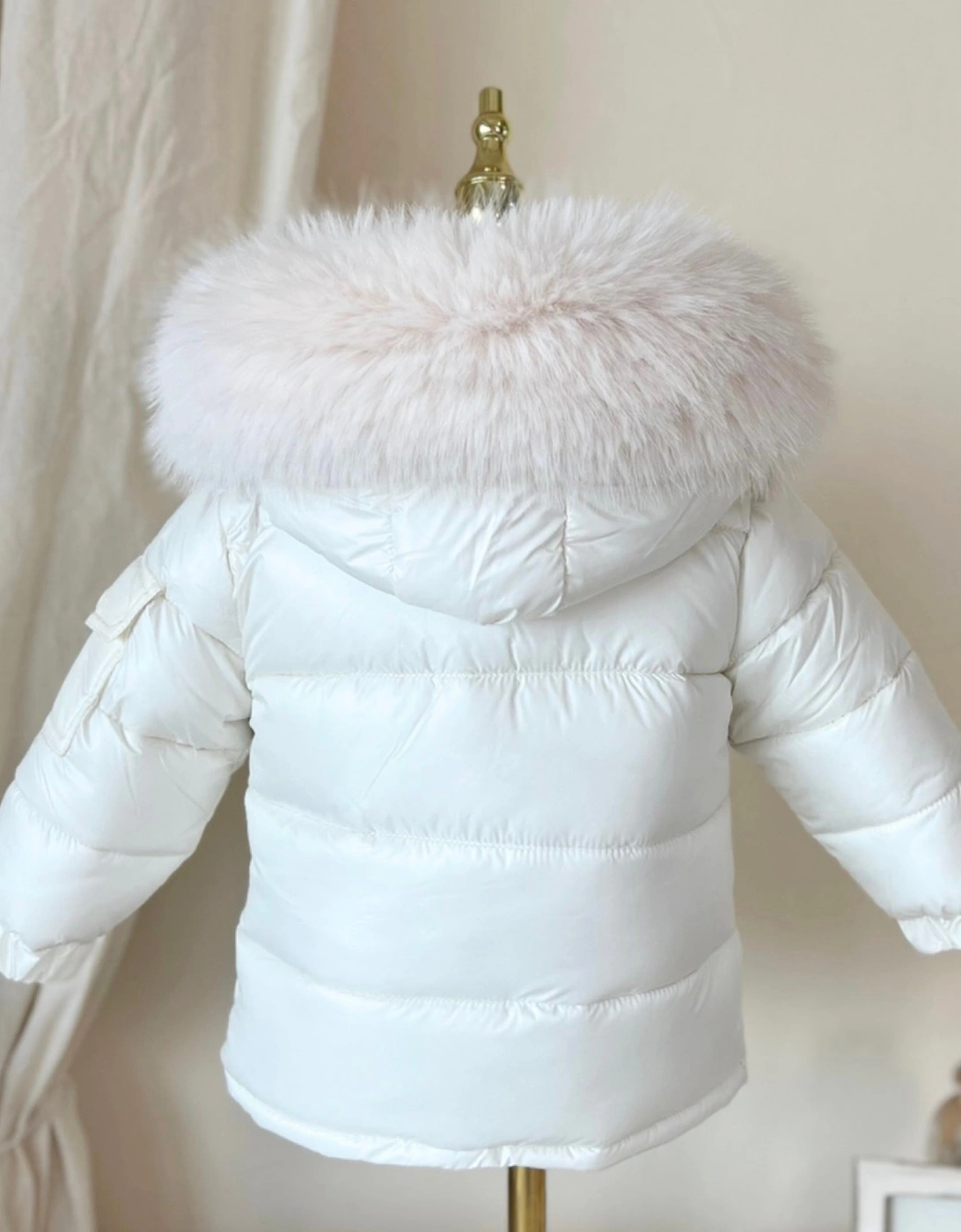 Cream Faux Fur Puffer Coat