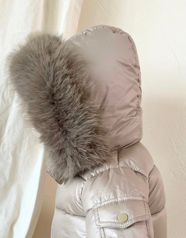 Irish Cream Faux Fur Puffer Coat