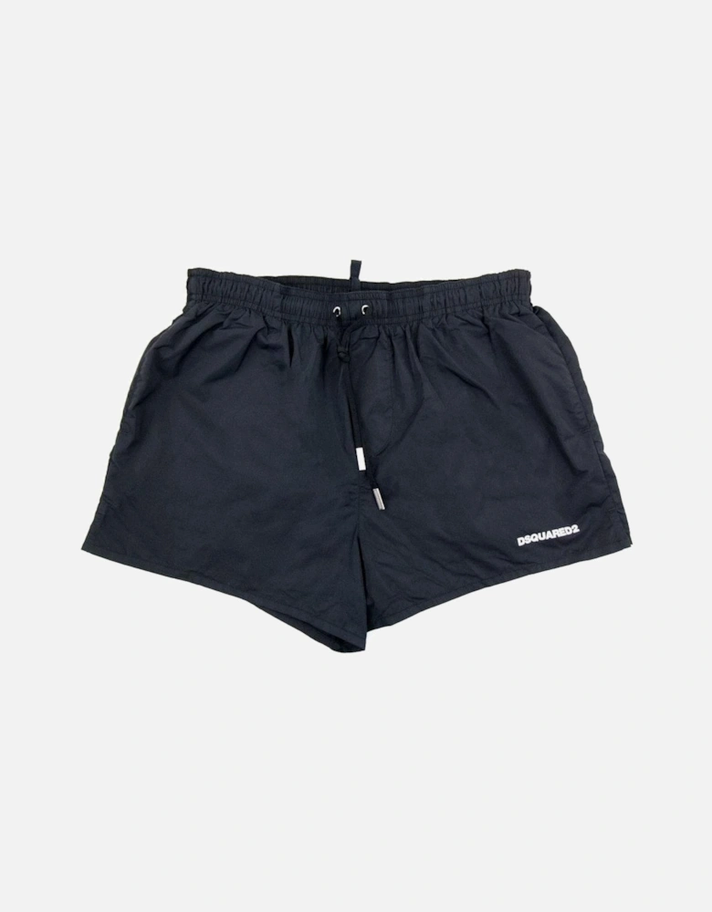 White Icon Logo Swim Shorts in Black