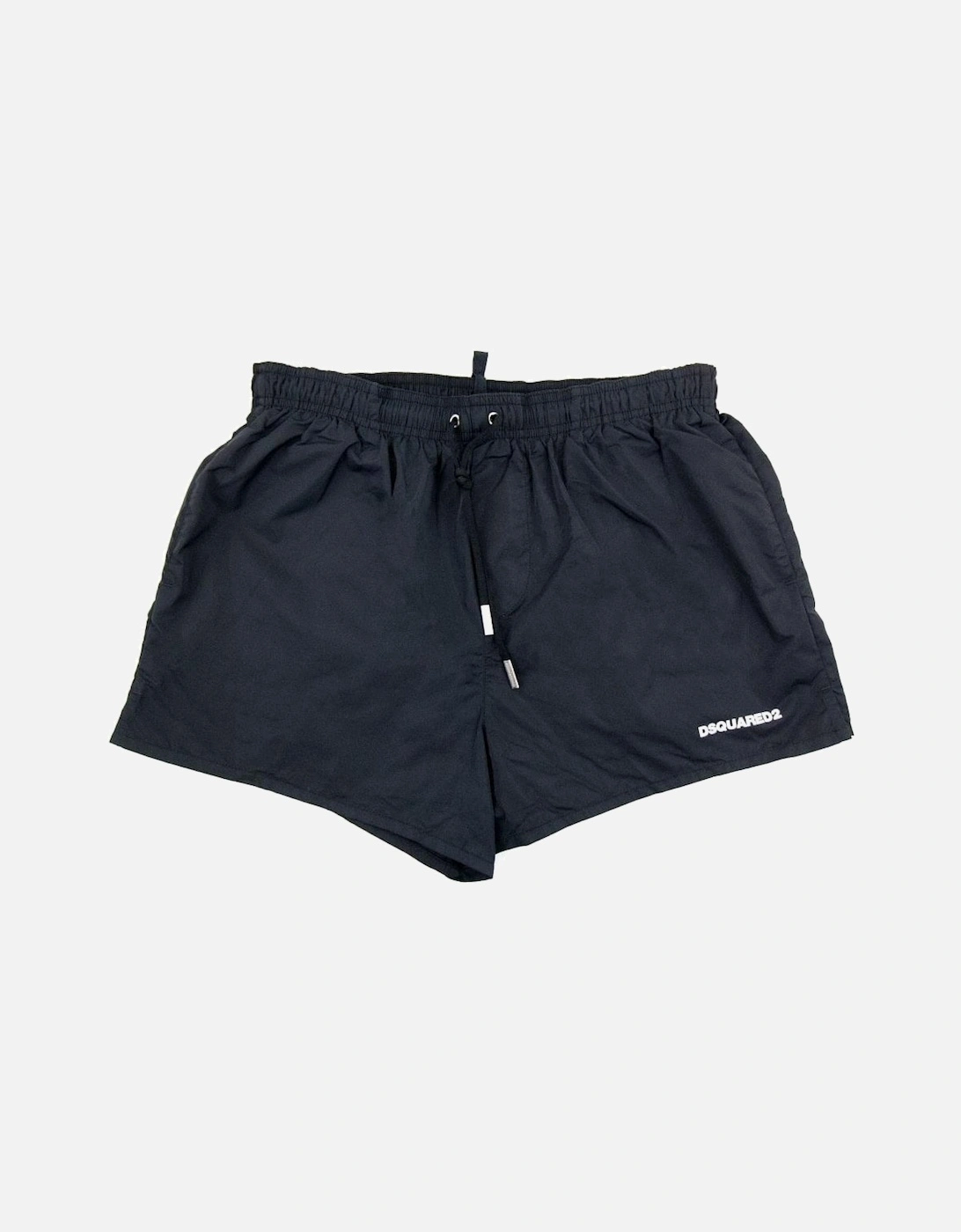 White Icon Logo Swim Shorts in Black