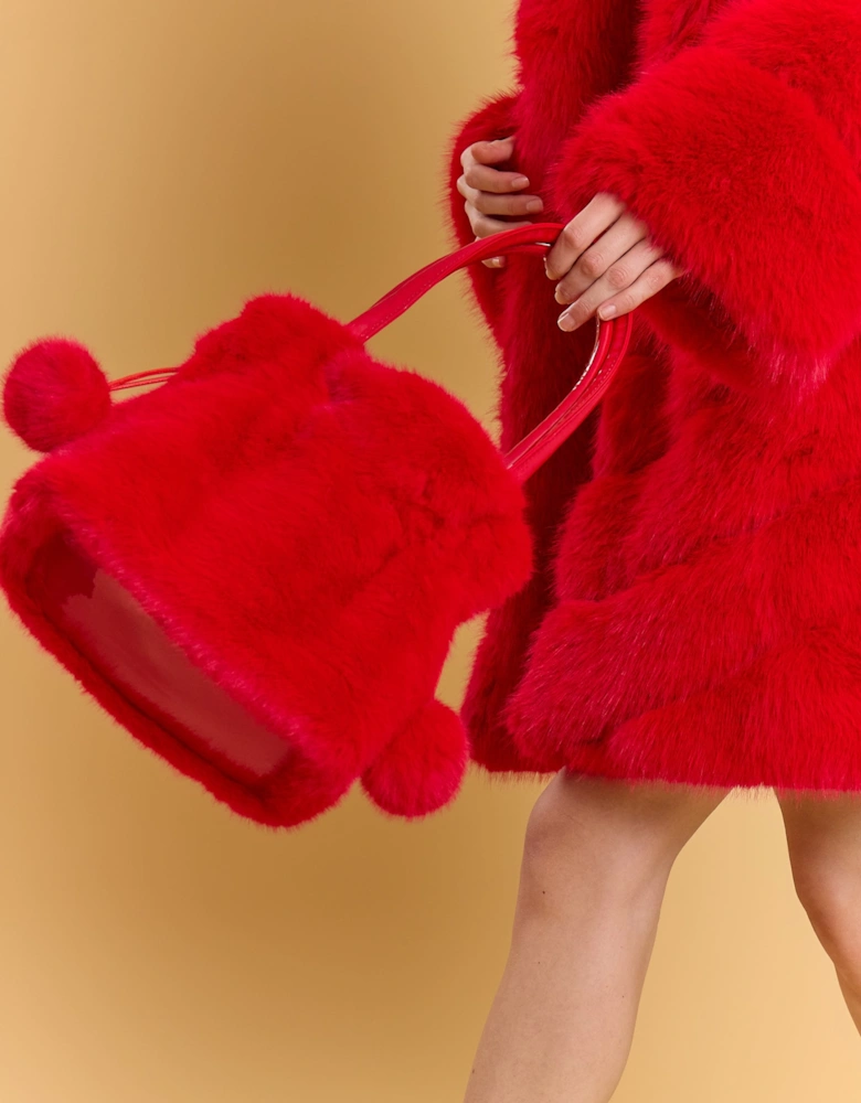 Red Faux Fur Bag