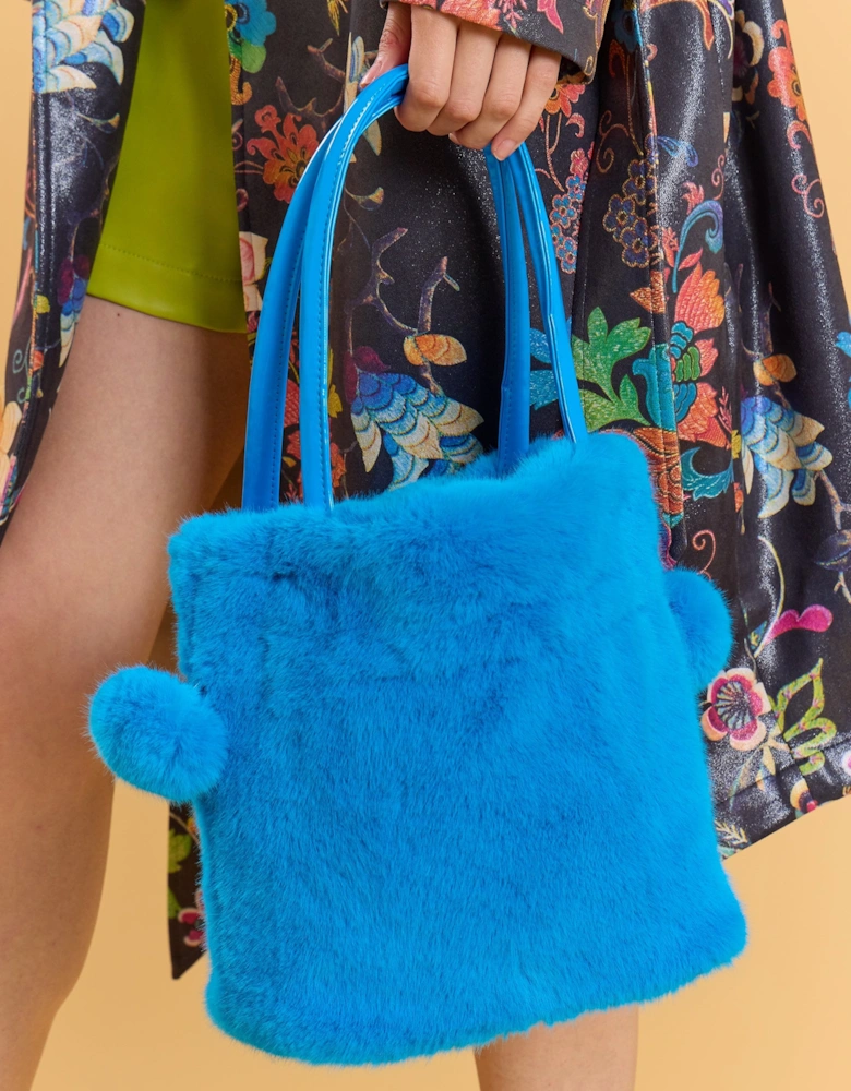 Blue Faux Fur Bag