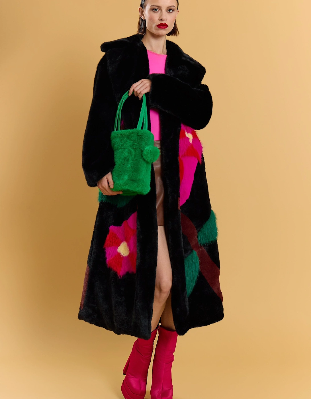 Green Faux Fur Bag