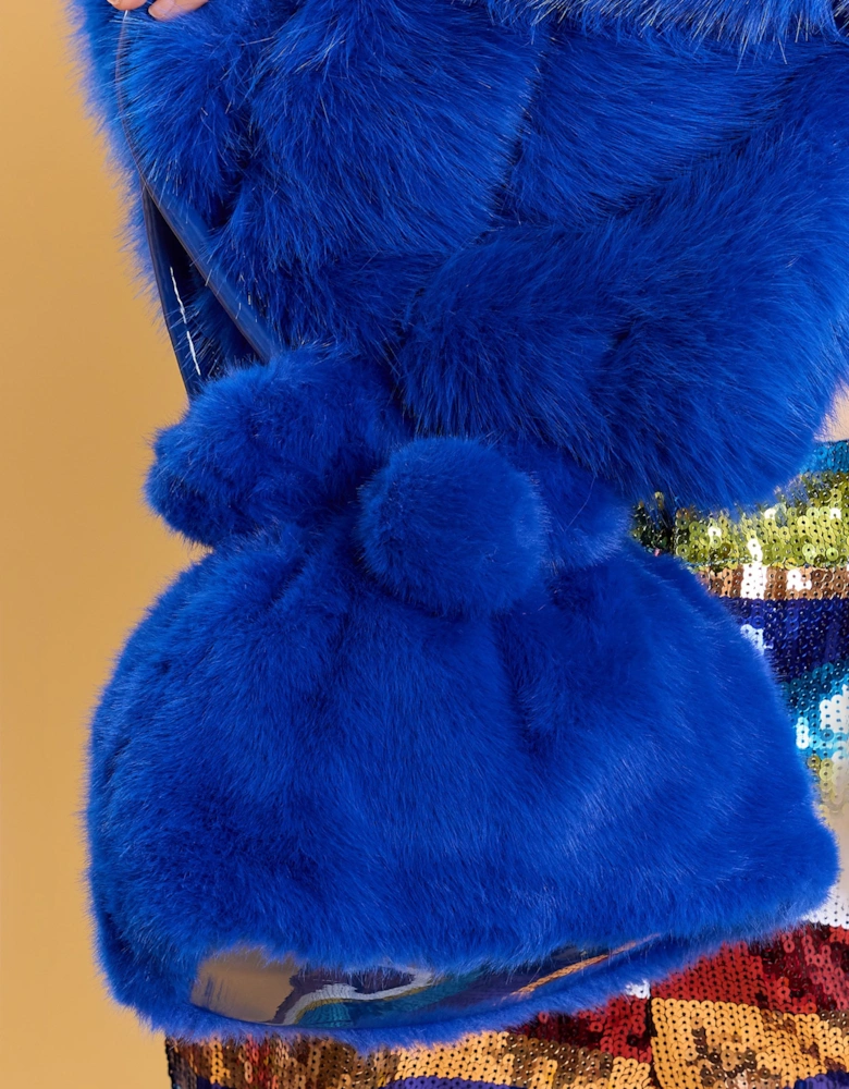 Blue Faux Fur Bag