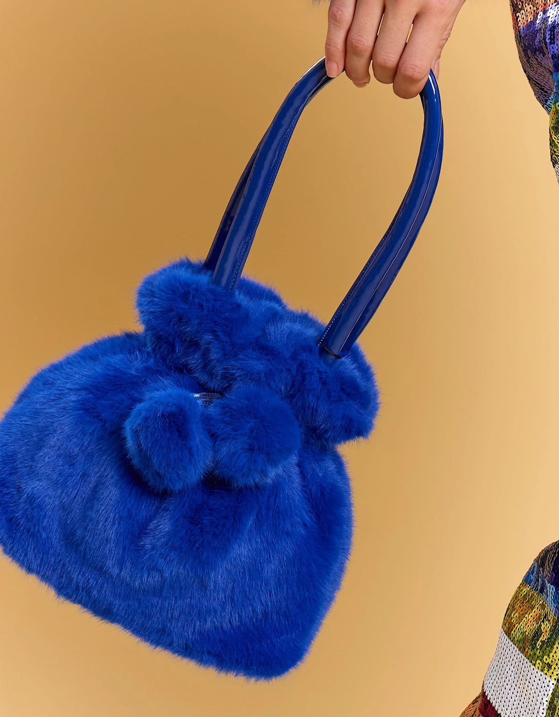 Blue Faux Fur Bag