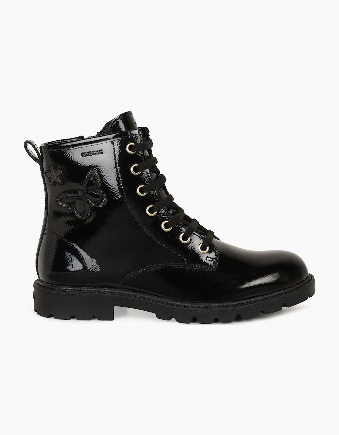 Geox Shaylax Lace Black patent Kids Girls boots J56EXA-C9999 in a Plain Patent Leather in Size 34 - Image 5