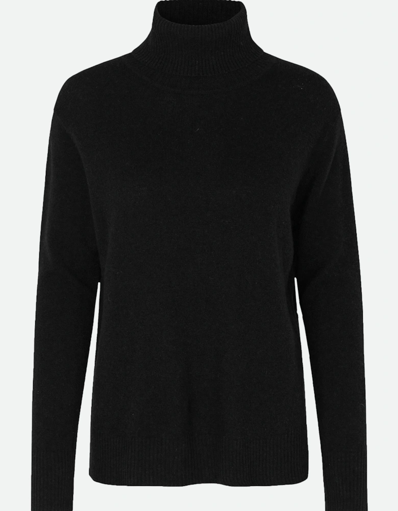 Laica cashmere roll neck jumper in black