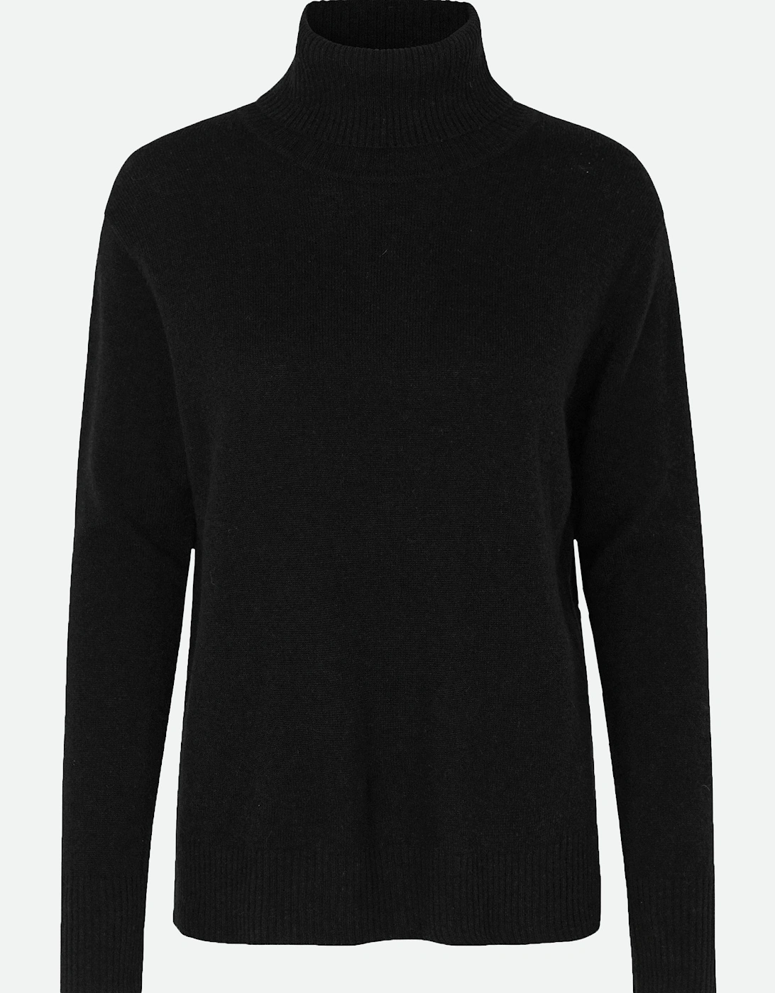 Laica cashmere roll neck jumper in black, 3 of 2