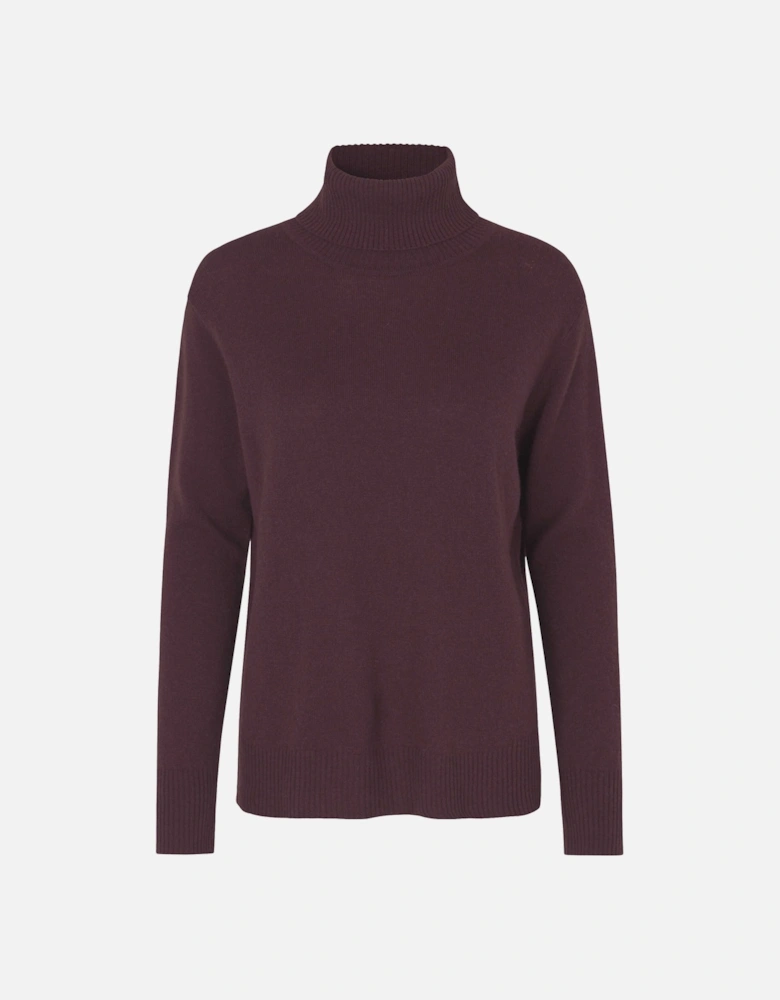 Laica cashmere roll neck jumper in fudge