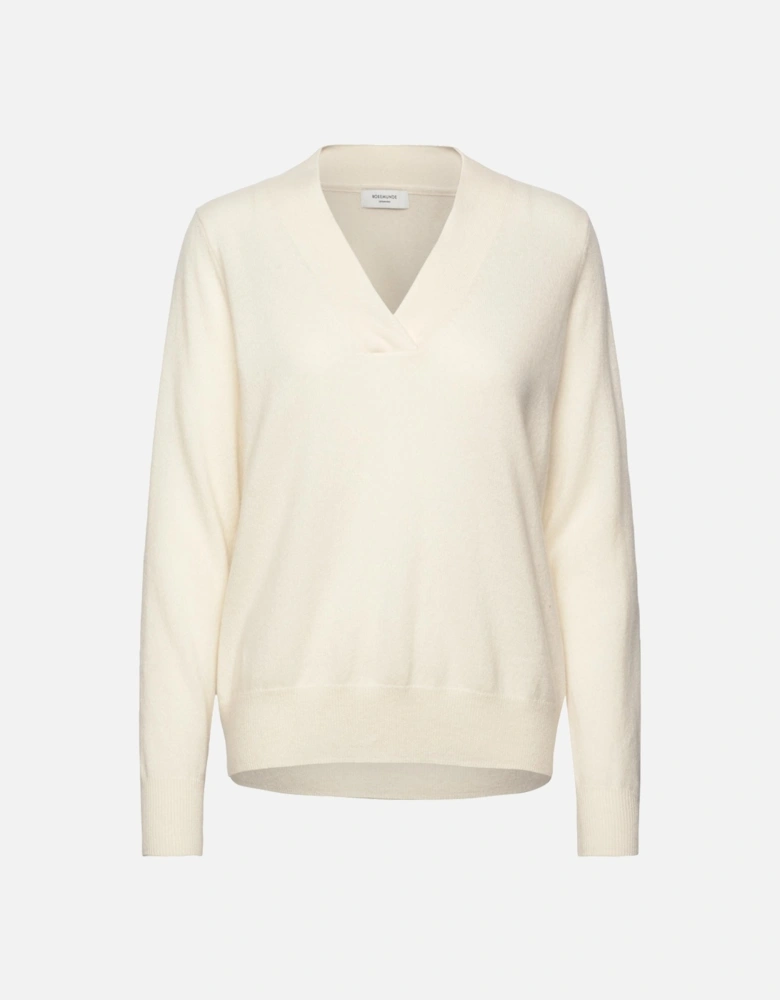 Coco cashmere long sleeve v neck in ivory