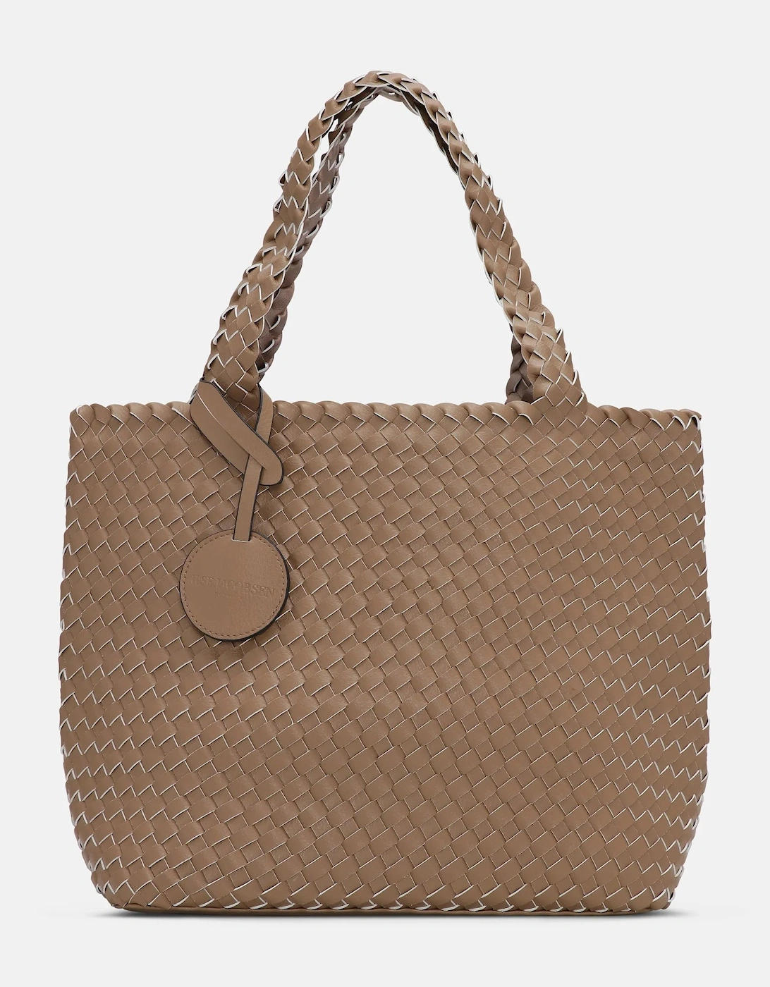 Braided tote bag in mocca metallic mocca, 6 of 5