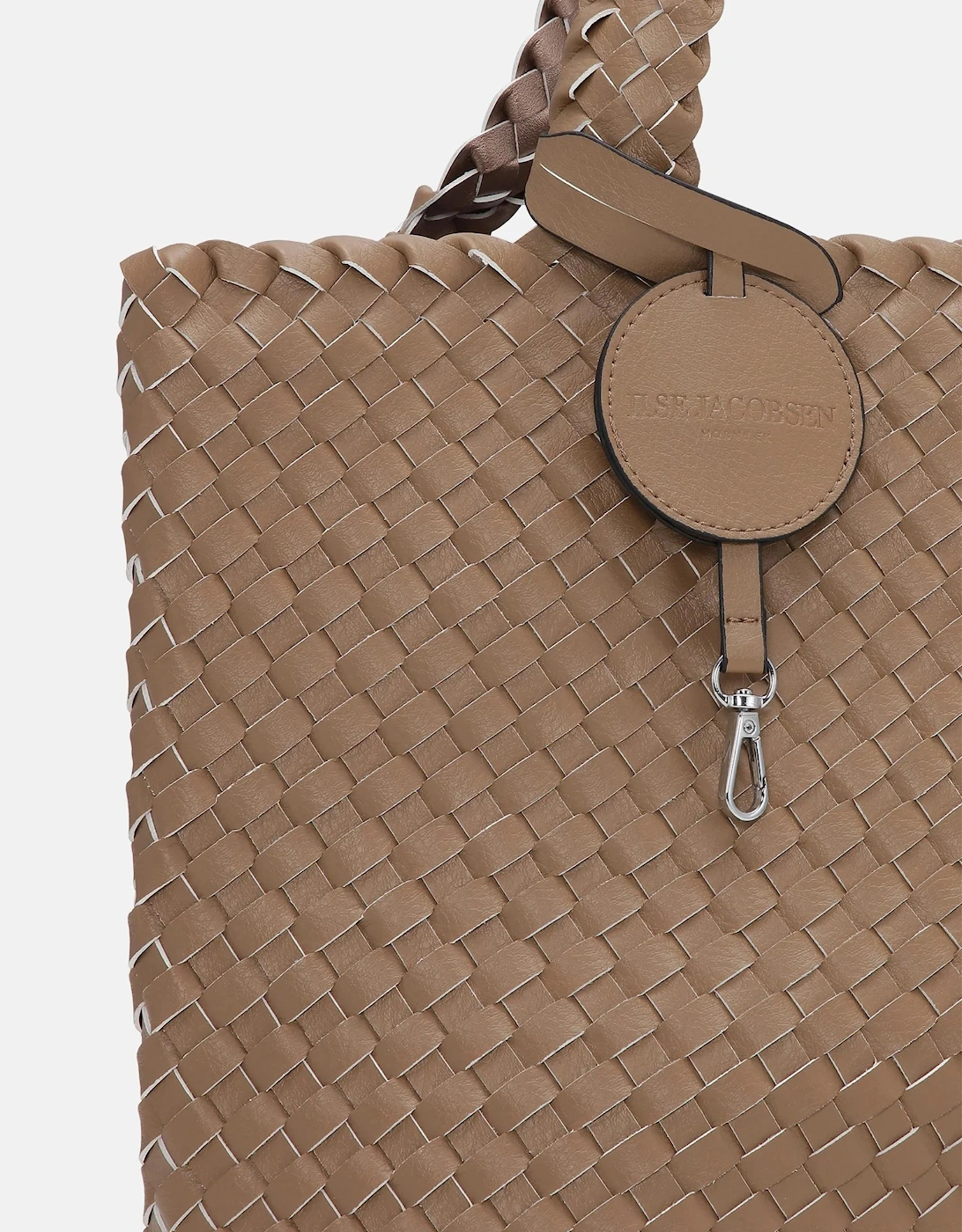 Braided tote bag in mocca metallic mocca