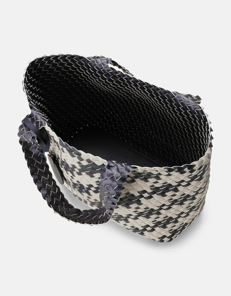 Houndstooth braided shopper in ombre blue/ light sand