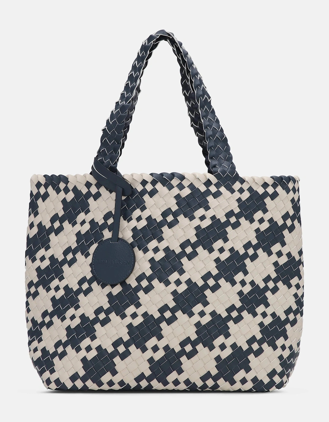 Houndstooth braided shopper in ombre blue/ light sand, 6 of 5