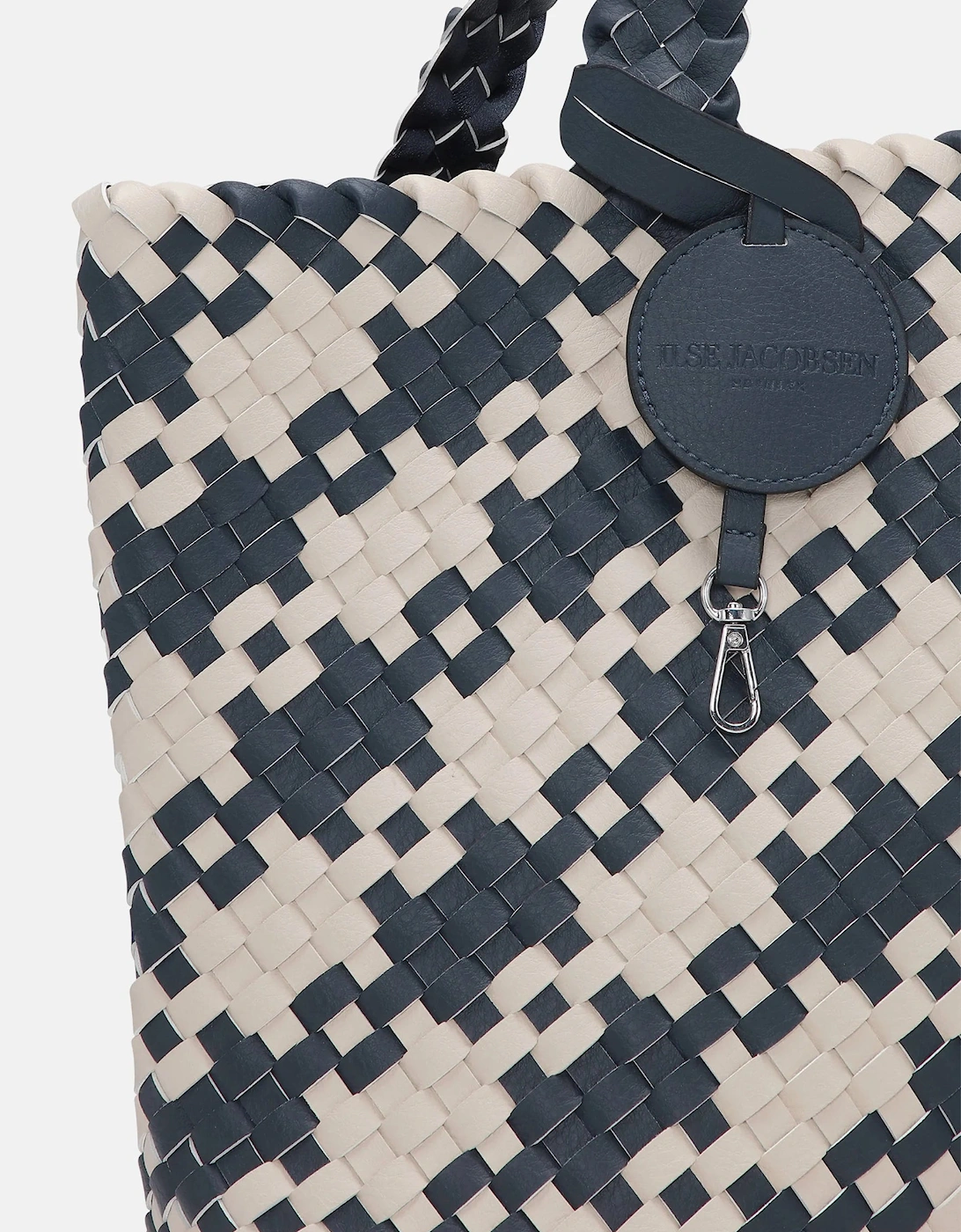 Houndstooth braided shopper in ombre blue/ light sand