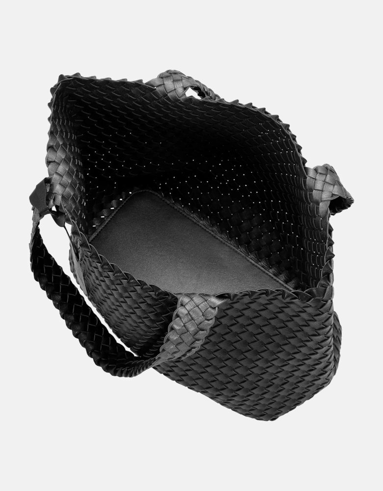 Braided tote bag in black gun metal