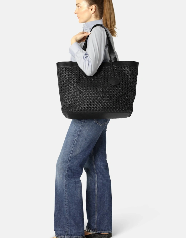 Large black rattan style bag