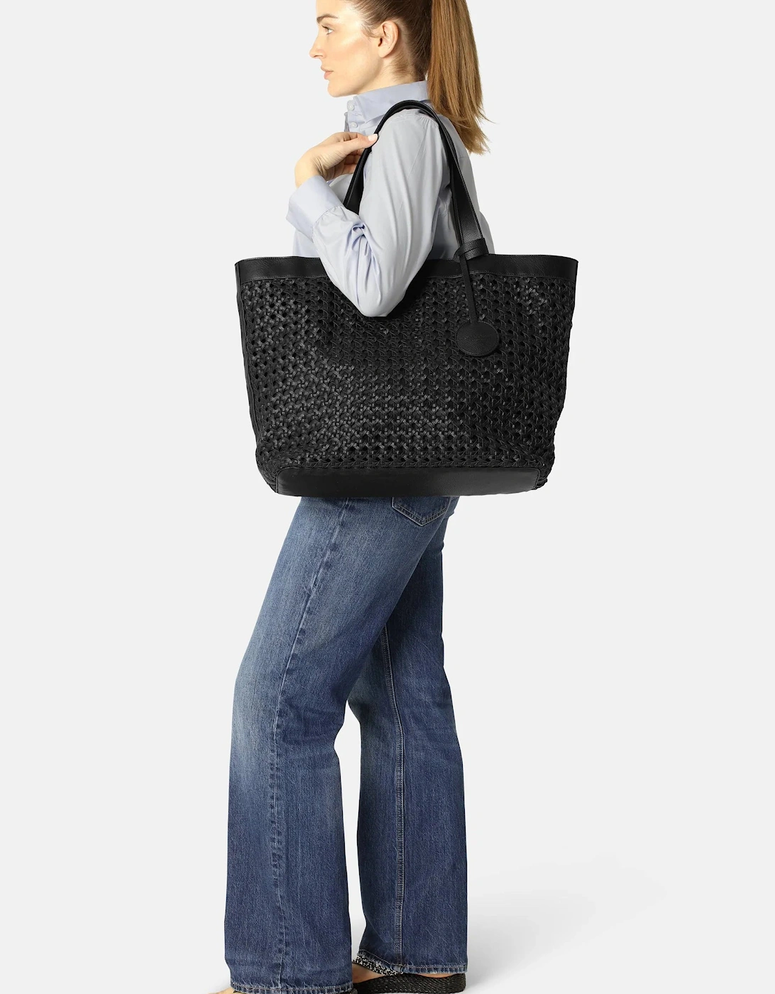 Large black rattan style bag