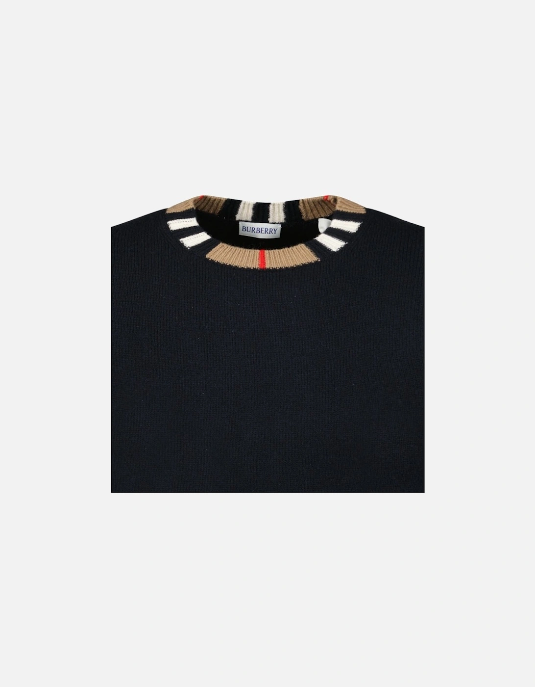 'Noland' Knitted Wool/ Cashmere Jumper Check Neck Black