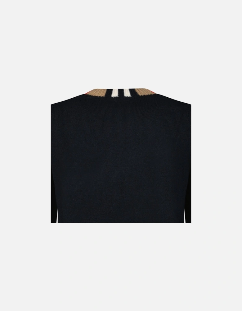 'Noland' Knitted Wool/ Cashmere Jumper Check Neck Black