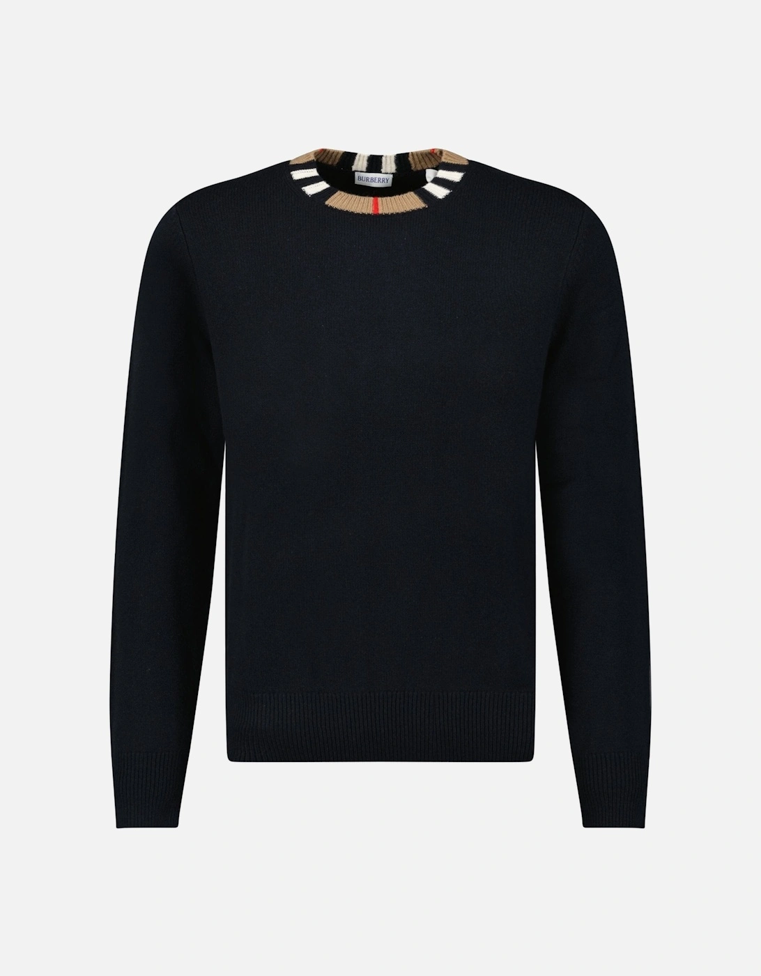 'Noland' Knitted Wool/ Cashmere Jumper Check Neck Black, 6 of 5