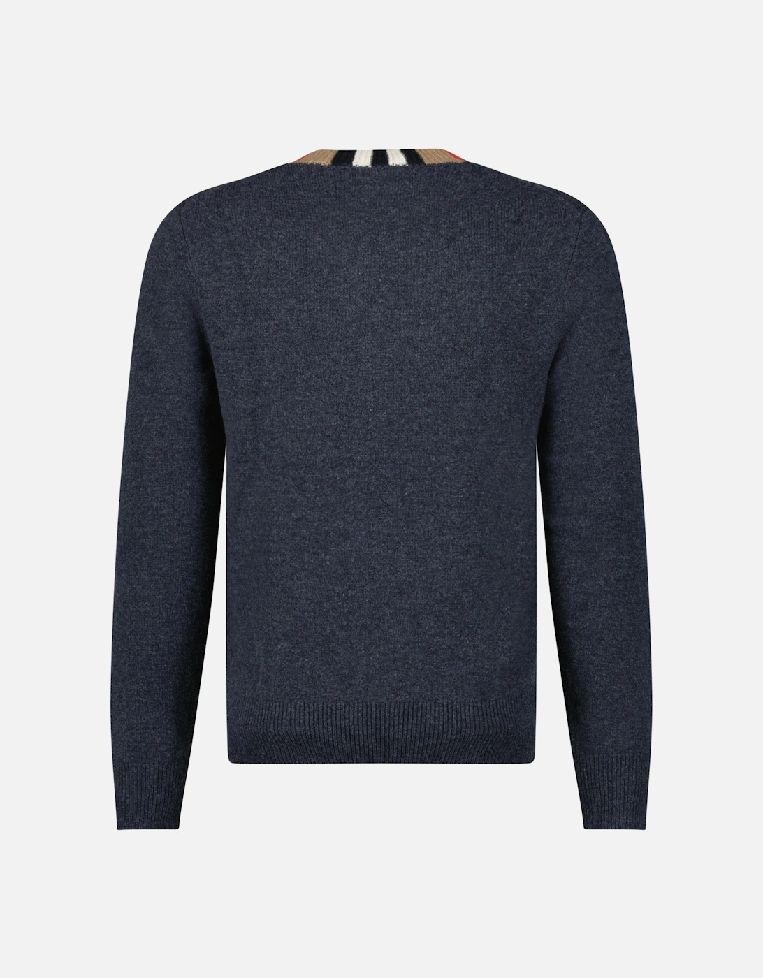 'Noland' Knitted Wool/ Cashmere Jumper Check Neck Charcoal Grey