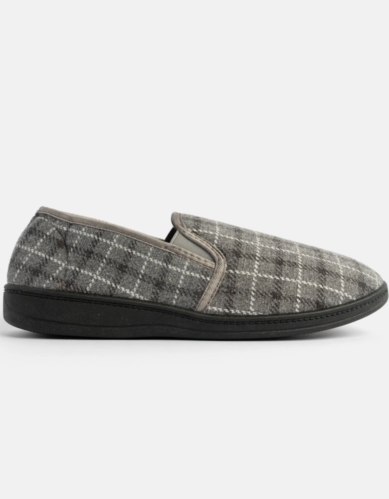 Jo & Joe GORDON Mens Full Slippers Checkered Grey