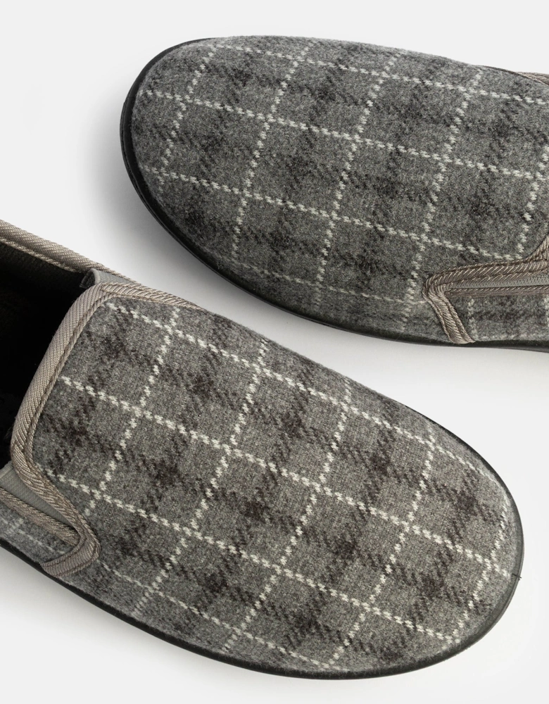 Jo & Joe GORDON Mens Full Slippers Checkered Grey