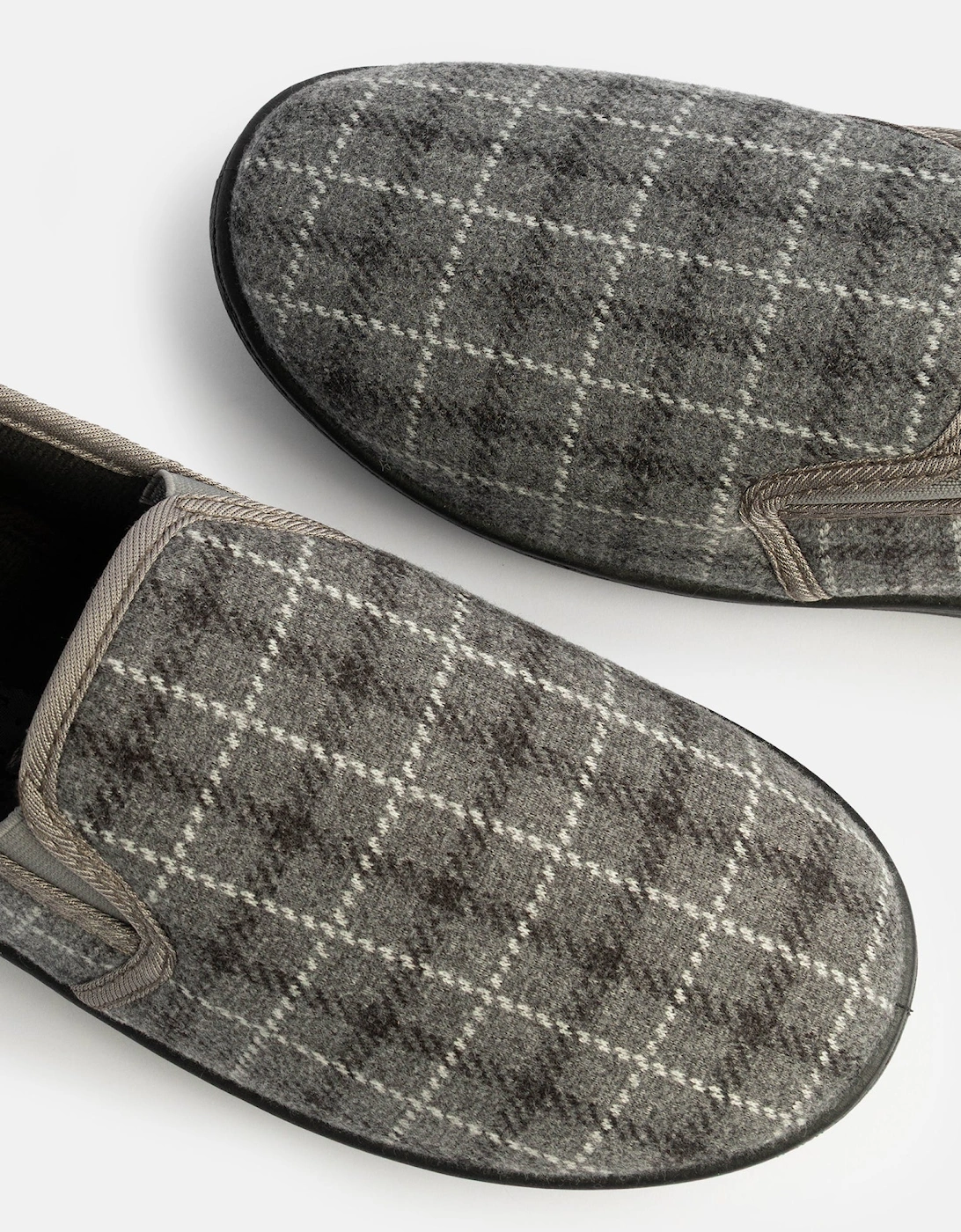 Jo & Joe GORDON Mens Full Slippers Checkered Grey