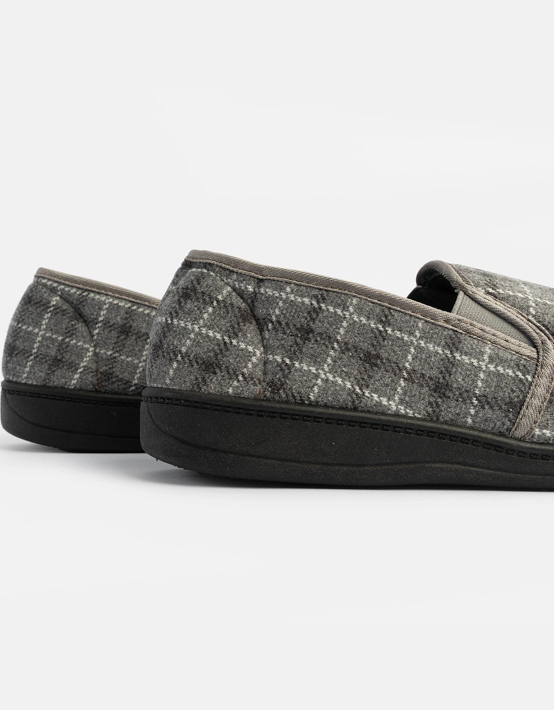 Jo & Joe GORDON Mens Full Slippers Checkered Grey