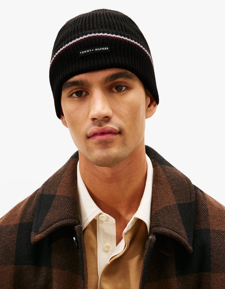 Signature Tape Mens Wool Beanie Black