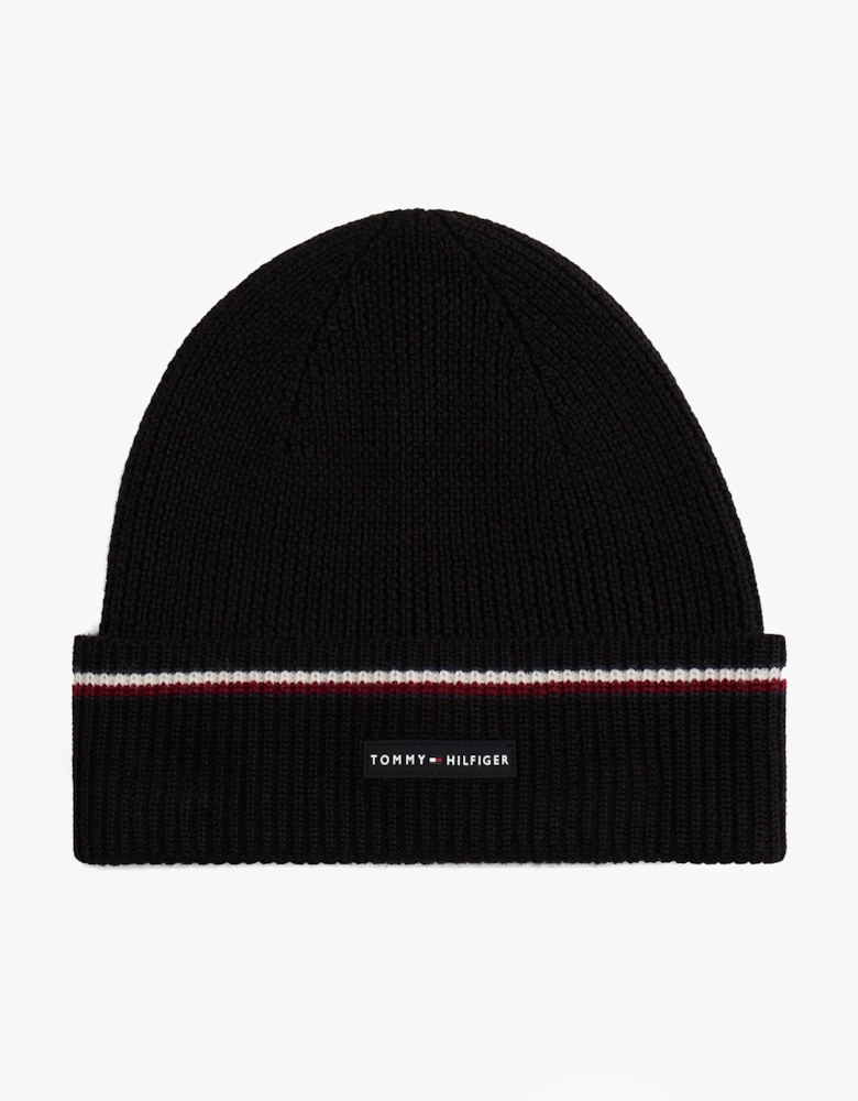 Signature Tape Mens Wool Beanie Black